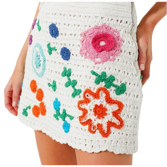 New Love the Label Tuckernuck Leighton Skirt Crochet Floral Large 2297-28 - Picture 4 of 16